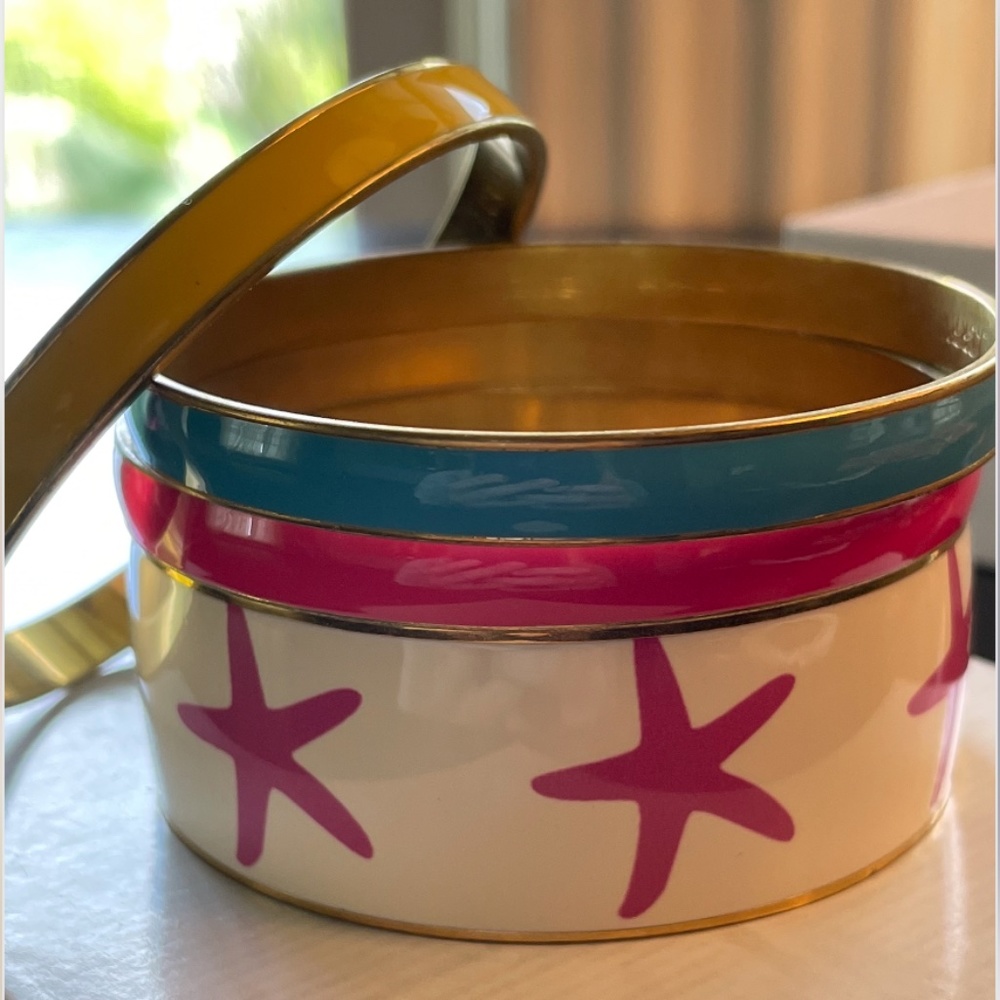 J. Crew Gold Enamel Bangle Cuff Bracelet Set